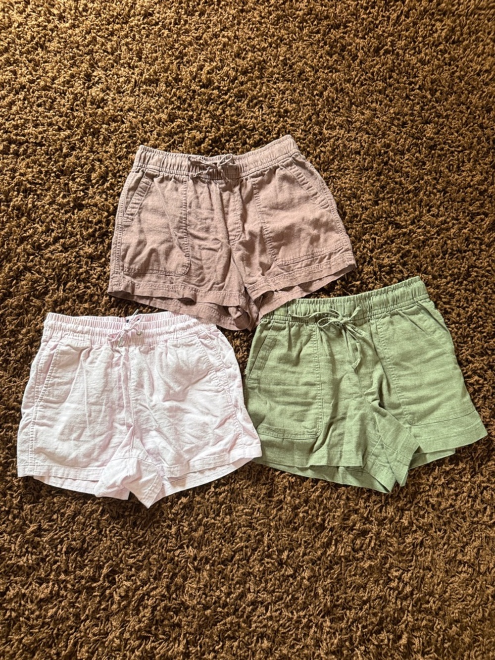 GAP Women's Linen-Blend Shorts in Pink, Green & Taupe